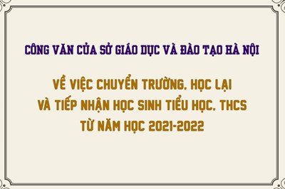 Công văn của sở GD-ĐT Hà Nội về việc chuyển trường, học lại và tiếp nhận học sinh tiểu học, THCS từ năm học 2021-2022