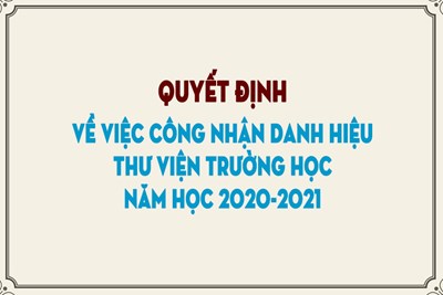 Quyết định của Sở GD-ĐT Hà Nội về việc công nhận danh hiệu thư viện trường học năm học 2020-2021