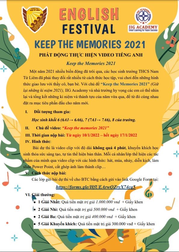 English Festival kết hợp Chào Xuân 2022 - phát động thực hiện video tiếng Anh với chủ đề Keep The Memories 2021