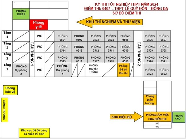 Sơ đồ phòng thi Kỳ thi Tốt nghiệp THPT năm 2024 tại 9 điểm thi trong quận Đống Đa