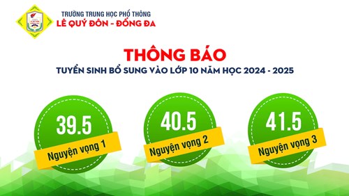 Thông báo tuyển sinh bổ sung năm học 2024-2025