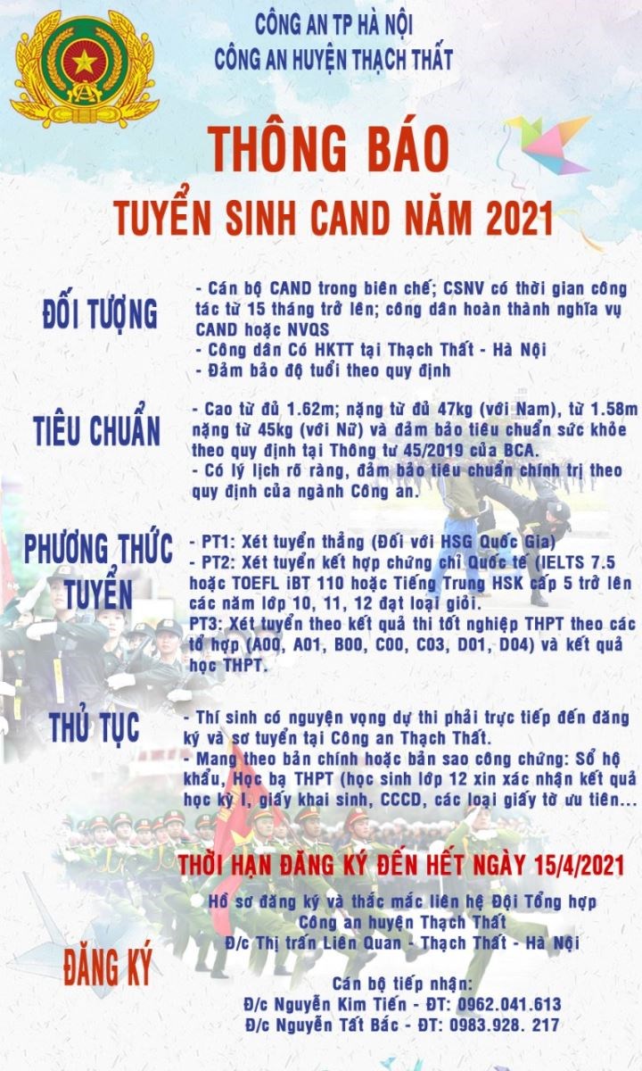 Thông báo tuyển sinh CAND năm 2021