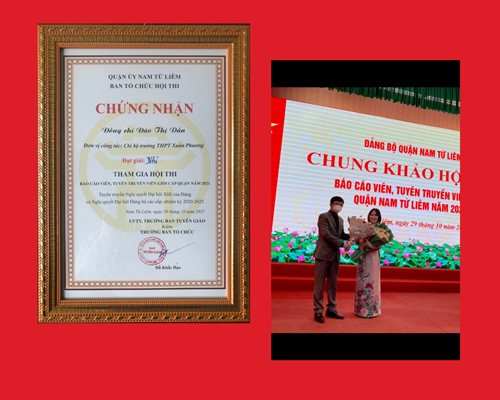 Cô giáo trường THPT Xuân Phương giành giải Nhì Chung khảo Hội thi  Báo cáo viên, Tuyên truyền viên giỏi Quận Nam Từ Liêm năm 2021 