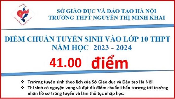 Hướng dẫn tuyển sinh vào lớp 10 Trường THPT Nguyễn Thị Minh Khai Năm học 2023-2024