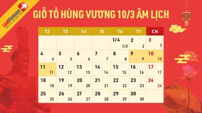 Lịch trực ngày lễ Giỗ Tổ Hùng Vương năm 2022