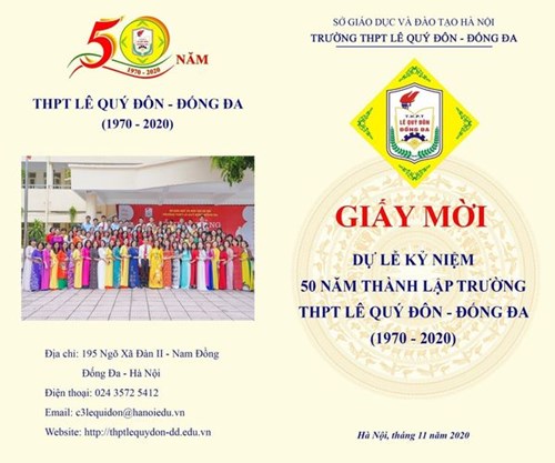 Giấy mời dự kỷ niệm 50 năm thành lập trường (1970 - 2020)
