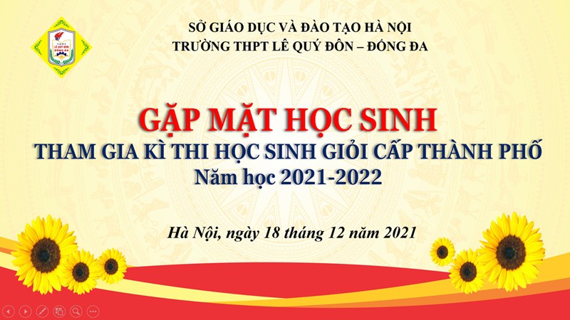 Gặp mặt học sinh tham gia kì thi học sinh giỏi cấp thành phố (Năm học 2021 - 2022)