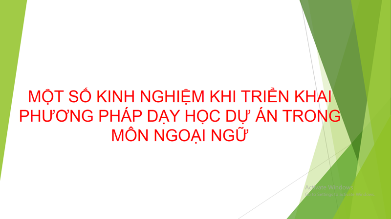 Một số kinh nghiệm khi triển khai phương pháp  dạy học dự án trong môn ngoại ngữ