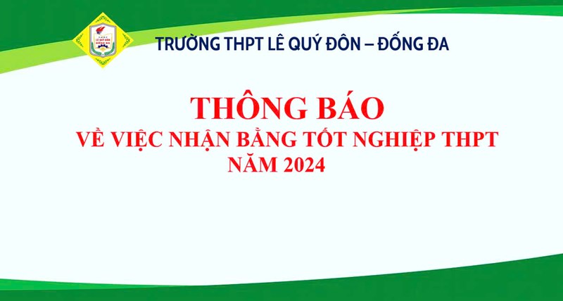 Thông báo về việc nhận bằng tốt nghiệp THPT năm 2024