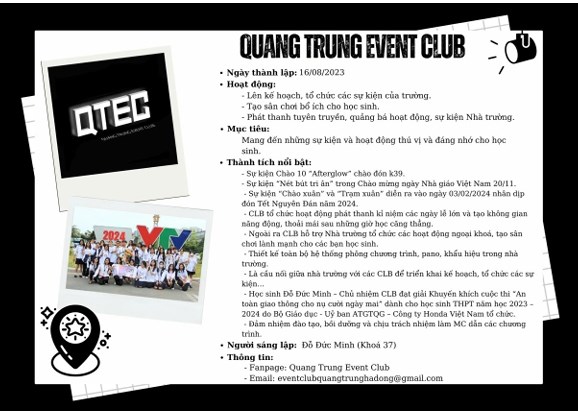 Tổng kết hoạt động của câu lạc bộ Sự kiện năm học 2024-2025