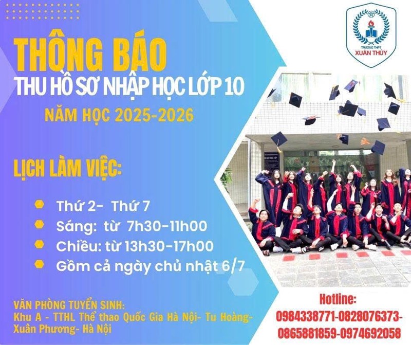 Thông báo nhận hồ sơ tuyển sinh lớp 10 năm học 2025 - 2026
